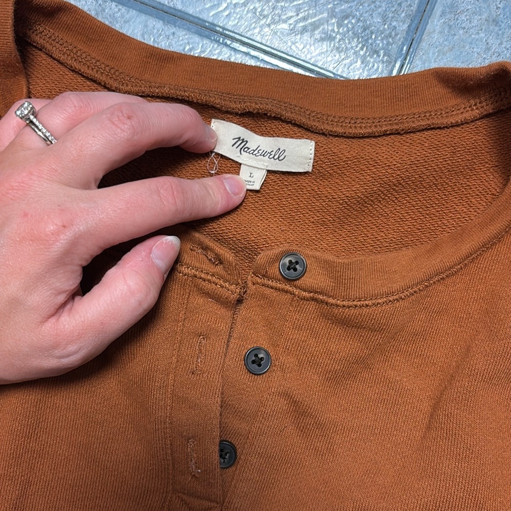Madewell Henley Puff-Sleeve Sweatshirt - Picture 3 of 4